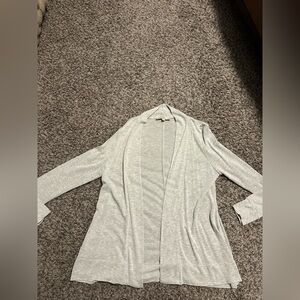 LOFT Light Gray Open Front Cardigan